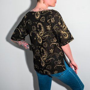 Black & Gold Sparkly Split-Side Top